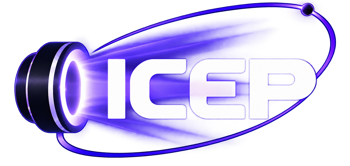 ICEP’s violet thruster and orbit logo